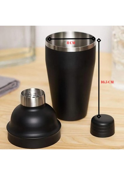 Mat Siyah Çelik 700 ml Süzgeçli Kokteyl Shaker Karıştırıcı modelleri