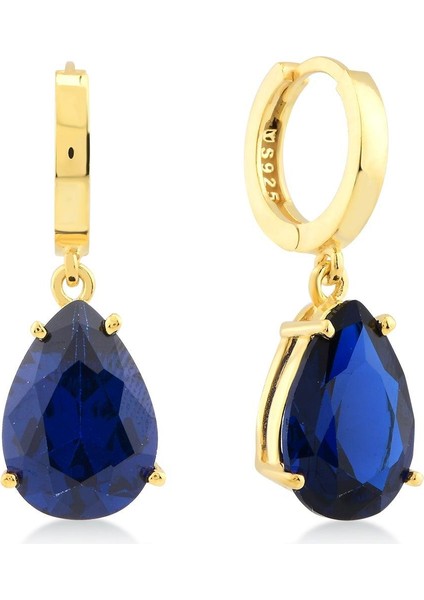 Safir Zirconia Taşlı Damla Kesim Küpe