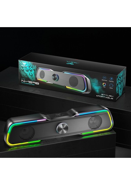 N-169B Aux Stereo 2.0 Rgb Masaüstü Gaming Oyuncu Hoparlör Speaker