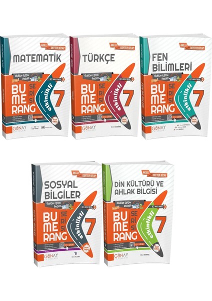 2025 Günay Yayınları 7.sınıf Bumerang Etkinlikli 5'li Set
