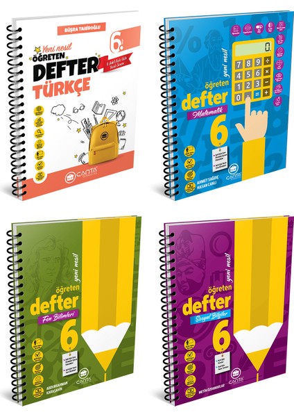 6. Sınıf 4’lü Öğreten Defter Set Matematik – Türkçe – Sosyal Bilgiler – Fen Bilimleri