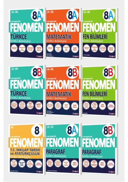 8. Sınıf 9'lu A-B Tüm Dersler Set