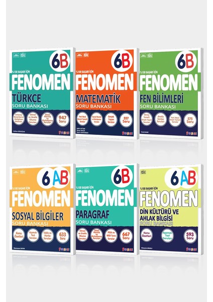 6. Sınıf 6'lı B Set Matematik - Fen Bilimleri - Türkçe - Sosyal Bilgiler - Paragraf - Din Kültürü ve Ahlak Bilgisi