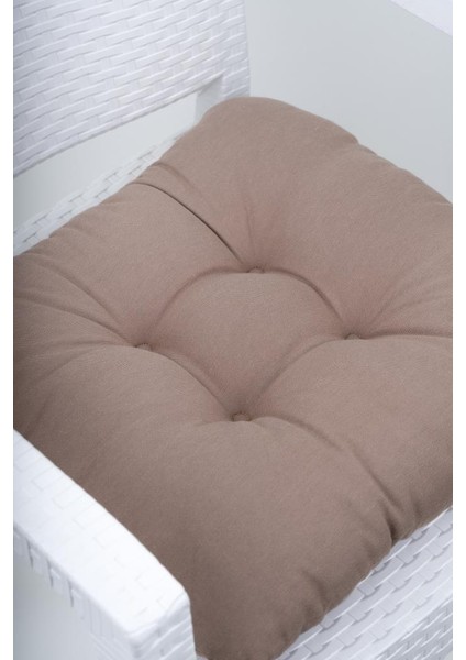 Mega Kahve Sandalye Minderi 45X45 Özel Dikişli Bağcıklı