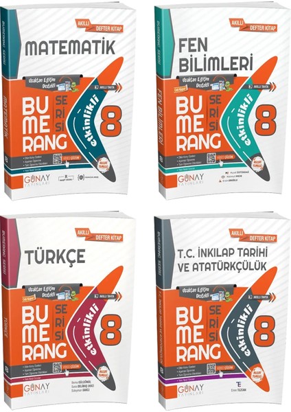 2025 Günay Yayınları 8.sınıf Bumerang Etkinlikli 4'lü Set