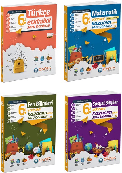 6. Sınıf Kazanım Soru Bankası 4’lü Set Türkçe – Sosyal Bilgiler – Matematik – Fen Bilimleri
