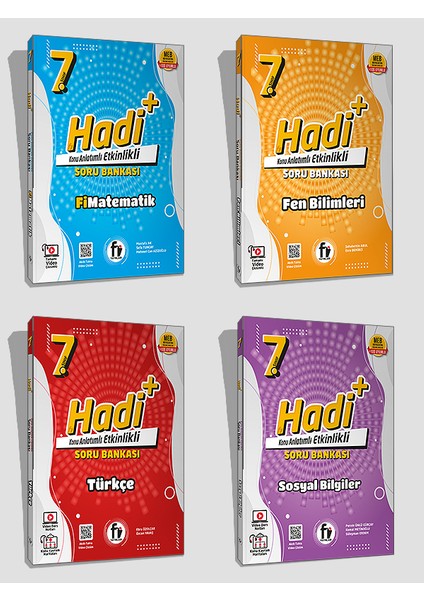 7. Sınıf Hadi+ 4'lü Soru Bankası Set Matematik - Fen Bilimleri - Türkçe - Sosyal Bilgiler