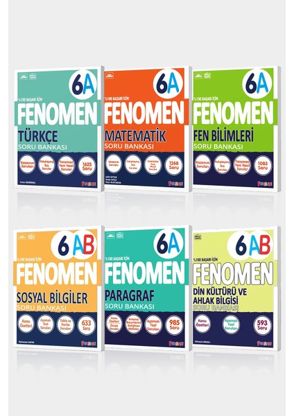 6. Sınıf 6'lı A Set Matematik - Fen Bilimleri - Türkçe - Sosyal Bilgiler - Paragraf - Din Kültürü ve Ahlak Bilgisi