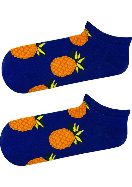 Ananas Desenli Lacivert Renkli Patik Çorap