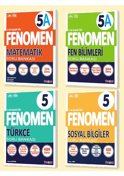5. Sınıf 4'lü Set MatematikA – Fen BilimleriA - TürkçeA - Sosyal Bilgiler