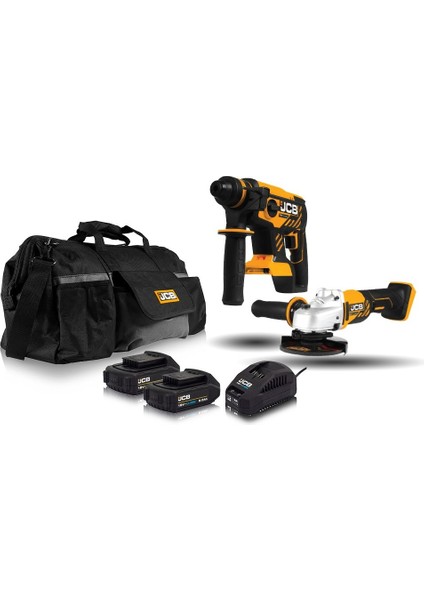 18BLRH Kömürsüz Kırıcı-Delici + 18AG Taşlama + 18 V 6.0 Ah Çift Akülü Set