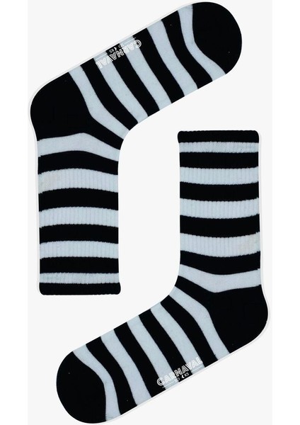 Siyah Beyaz Çemberler Desenli Tenis Çorap