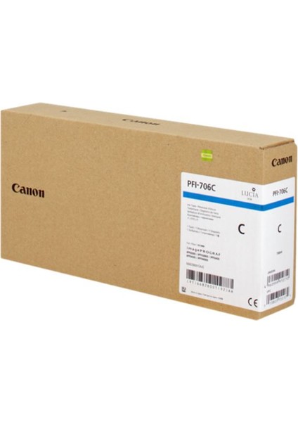 PFI-706 C (Cyan) Mavi Plotter Orijinal Mürekkep Kartuş 700 Ml. (6682B001)