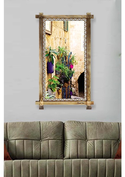 Rustik Işıklı Saksı Kanvas Rustik Tablo K fırsatları