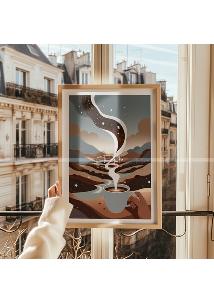 Kahve ve Doğa Temalı 3'lü Ahşap Çerçeveli Tablo SETI-21 x 30