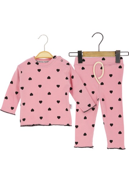 Kız Bebe Takım Fitilli Kalpli