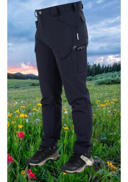 Outdoor Trekking Taktikal Likralı Doğa Yürüyüşü Su Itici 9826 LACİVERT Pantolon