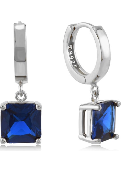 Safir Zirconia Taşlı Kare Kesim Küpe