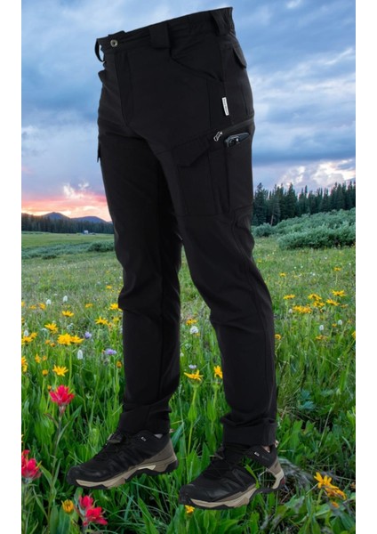 Outdoor Trekking Taktikal Likralı Doğa Yürüyüşü Su Itici 9826 SİYAH Pantolon