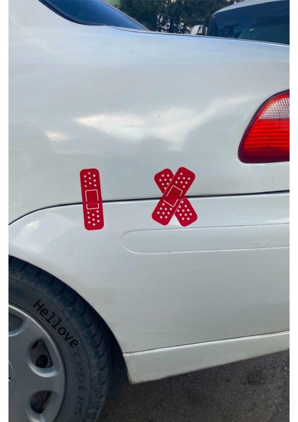 Yara Bandı Oto Araba Sticker Ikili Set Düz ve Çapraz Delikli Yarabandı 13 cm Boyunda