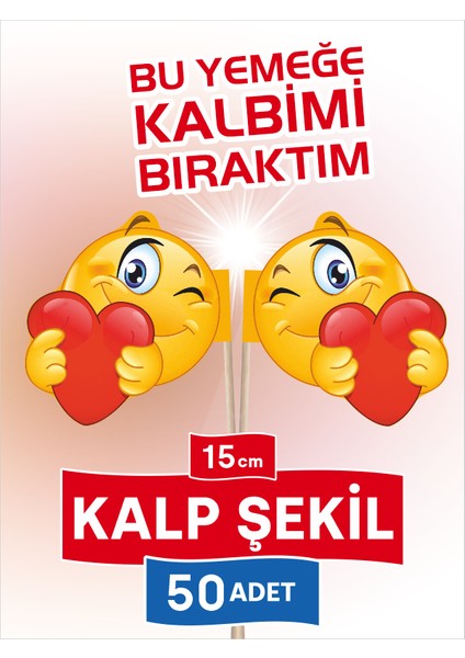 Kalpli Emojili Tatlı Bayrak Kürdan