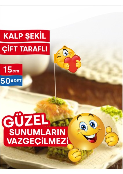 Kalpli Emojili Tatlı Bayrak Kürdan modelleri