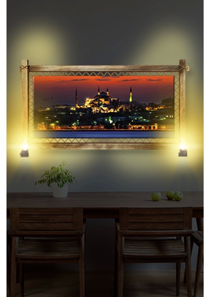 Rustik Işıklı Istanbul Camii Kanvas Rustik Tablo K fiyatları