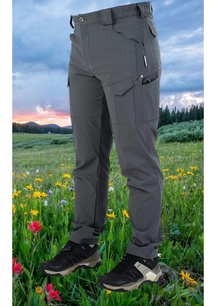 Outdoor Trekking Taktikal Likralı Doğa Yürüyüşü Su Itici 9826 GRİ Pantolon