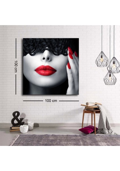 Dekoratif Baskı Illüstrasyon Woman With Glasses Kanvas Tablo