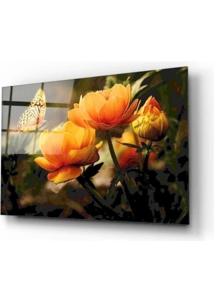 Sarı Çiçekler Cam Tablo 50 x 70 cm