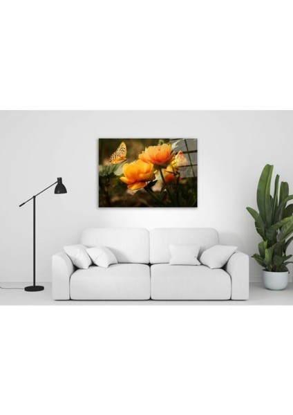 Sarı Çiçekler Cam Tablo 50 x 70 cm
