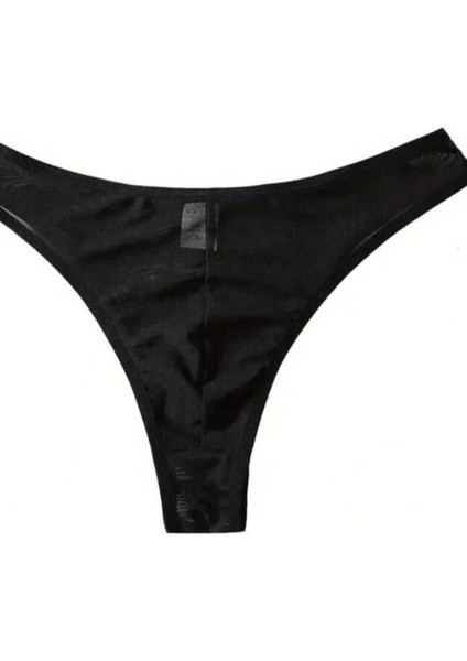 Erkek Biyeli Siyah Transparan Brazillian Slip