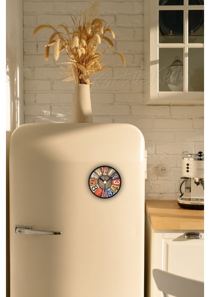 Mıknatıslı Buzdolabı Saati 11 cm | Rainbow