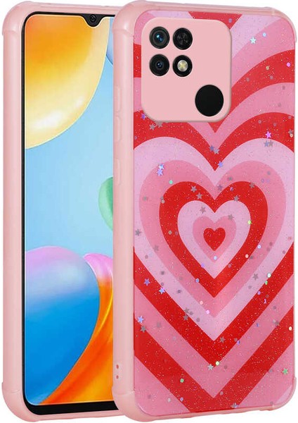 Xiaomi Ile Uyumlu Poco C40 Kılıf Simli Desenli Kamera Korumalı Parlak Popy Kapak