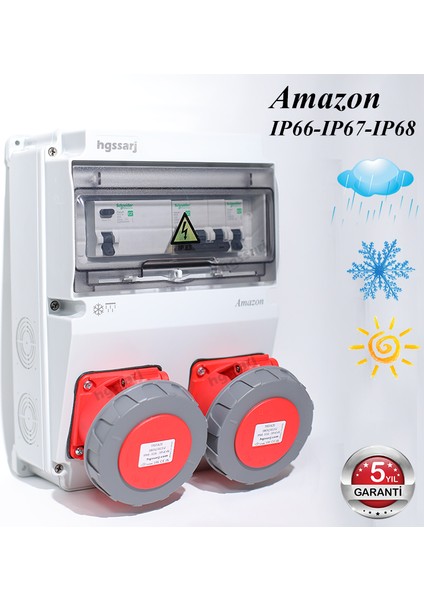 Amazon IP66-IP67-IP68 Trifaze Elektrikli Araç Kombinasyon Kutusu, 5X32A + 5X32A + 1X16A - 5 Yıl Garanti fiyatları