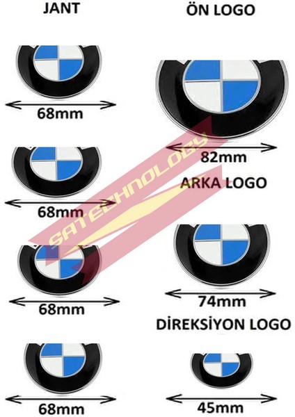 Bmwaraç Logo Seti G20,G28,G30,G31,G32,G38 Kasalara(Mavi Beyaz 82MM-74MM)