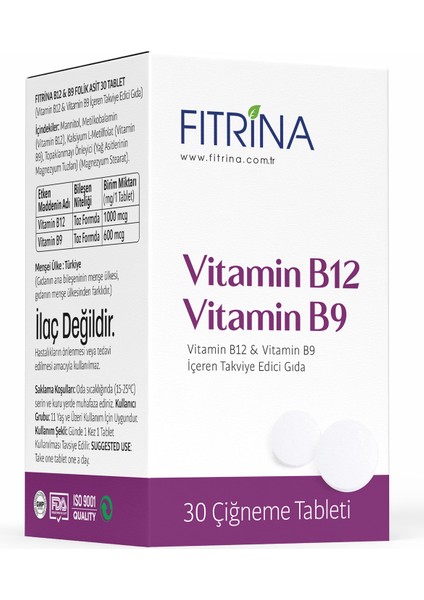 Vitamin B12 & B9 Folik Asit 30 Tablet fiyatları