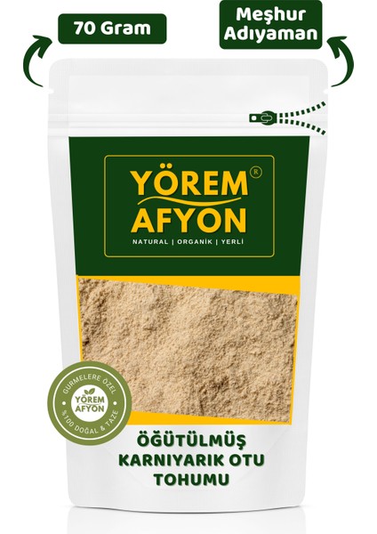 Yörem Afyon Meşhur Adyaman Diyet Dostu Glütensiz Öğütülmüş Karnıyarık Otu Tohumu Pisilyum Toz | 70GR.