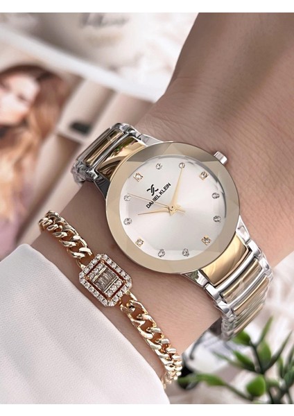 Çelik Kordon 30 mt Suya Dayanıklı Kadın Kol Saati+Bileklik BFG.10788.X4S