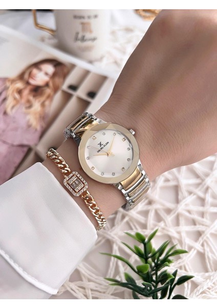 Çelik Kordon 30 mt Suya Dayanıklı Kadın Kol Saati+Bileklik BFG.10788.X4S fiyatları