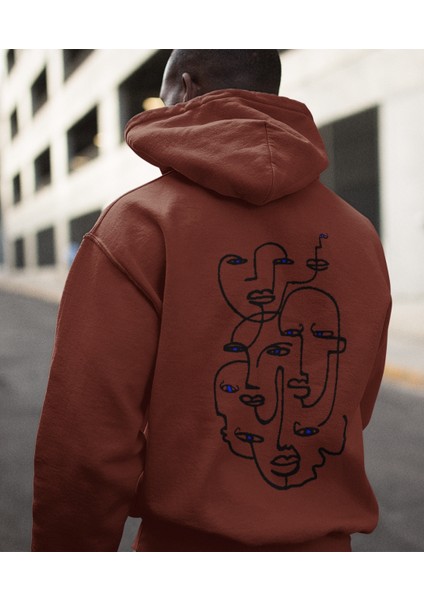 Minimalist Antik Erkek Baskılı Oversize Şardonlu Sweatshirt