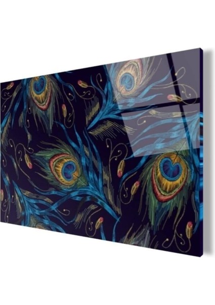 Tavuskuşu Tüyleri Cam Tablo 50 x 70 cm modelleri
