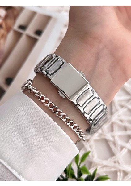 Çelik Kordon 30 mt Suya Dayanıklı Kadın Kol Saati+Bileklik BFG.10788.X1 modelleri