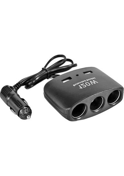 Çakmak Soket 12-24V- 120W Kablolu 3lü 2usb