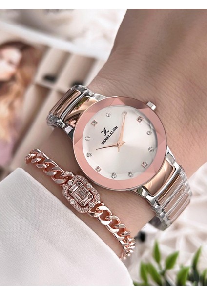 Çelik Kordon 30 mt Suya Dayanıklı Kadın Kol Saati+Bileklik BFG.10788.X8