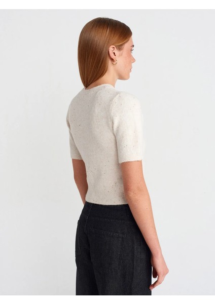 10703 Bisiklet Yaka Pullu Simli Triko Kazak fiyatları