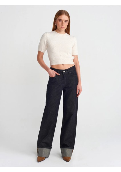 10703 Bisiklet Yaka Pullu Simli Triko Kazak modelleri