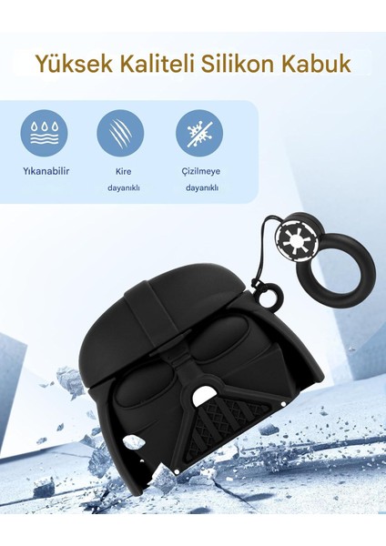 Airpods 4.Nesil Uyumlu Kılıf Dart Vader Sevimli Figürlü Silikon Kılıf