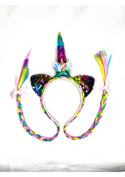 Yeni Moda Çoçuk Renkli Örgü Figürlü Taç Saç Unicorn