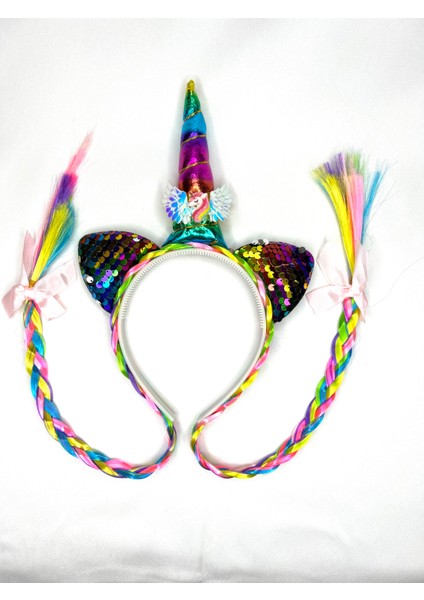 Yeni Moda Çoçuk Renkli Örgü Figürlü Taç Saç Unicorn